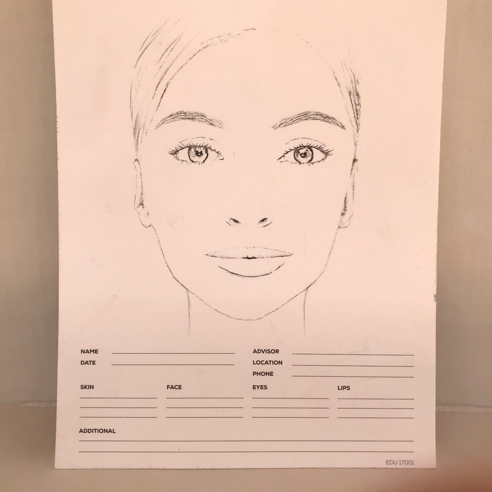 Bare Minerals make up face chart (25 sheets)